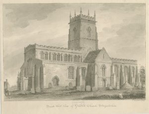 Gnosall Kirke: vasketegning af John Buckler