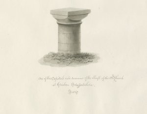 Grindon Church: sepia tegning af John Buckler