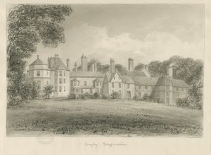 Hagley Hall: sepia tegning, 1814 af John Buckler