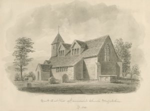 Hammerwich Church: sepia tegning af John Buckler