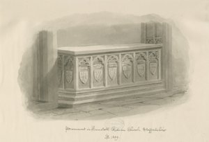 Hamstall Ridware Church - Monument: sepia wash drawing, 1839dani