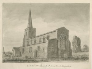 Hamstall Ridware Church: sepia tegning af John Buckler