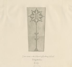 Hanbury Church - Gravsten: sepia tegning af John Buckler