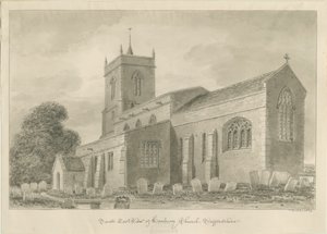 Hanbury Church: sepia vask tegning af John Buckler