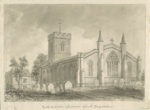 Harborne Church: sepia tegning af John Buckler