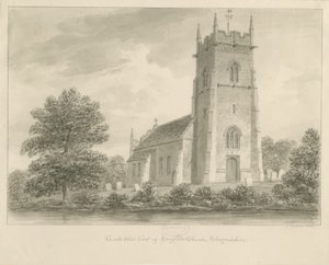 Haughton Church: sepia tegning af John Buckler