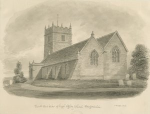 High Offley Church: sepia tegning af John Buckler