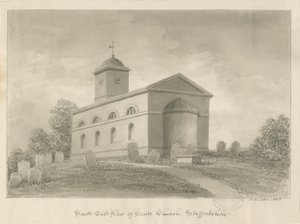 Tips Kirke: sepia tegning af John Buckler