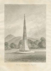 Ilam Village - Cross: sepia tegning af John Buckler