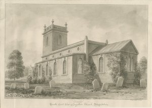Ingestre Kirke: sepia tegning af John Buckler