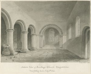 Interior of Armitage Church: sepia drawing, 6 Jul 1844dani af John Buckler