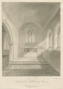 Interior of Bradley Church: sepia drawing, 1842dani af John Buckler
