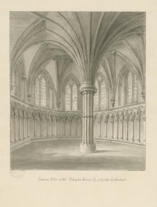 Interiør af Lichfield Cathedral - Chapter House: sepia tegning af John Buckler