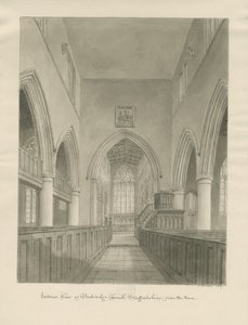 Interiør af Penkridge Church: sepia tegning af John Buckler