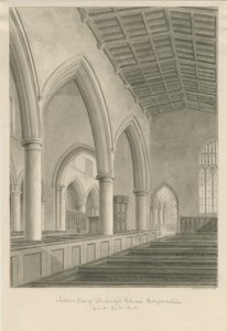 Interiør af Penkridge Church: sepia tegning af John Buckler