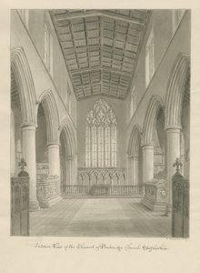 Interiør af Penkridge Church: sepia tegning af John Buckler