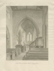 Interiør af Standon Church: sepia tegning af John Buckler