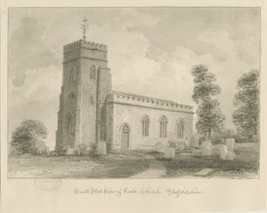 Keele Kirke: sepia tegning af John Buckler