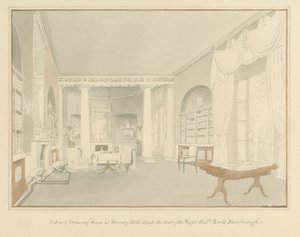 Kent - Bromley Hill - Interior of Library Drawing Room, 1816 af John Buckler