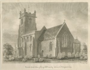 Kings Bromley Church: sepia-tegning, 1839 af John Buckler