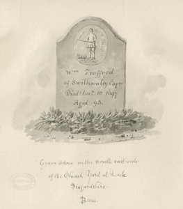 Porre Kirke - Gravsten: sepia tegning