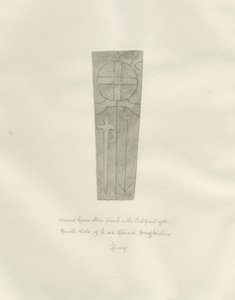Porre Kirke - Gravsten: sepia tegning af John Buckler