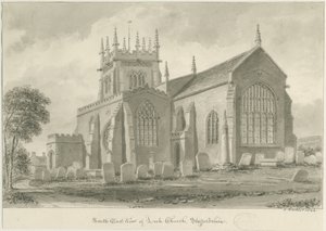 Porre Kirke: sepia tegning, 1844 af John Buckler