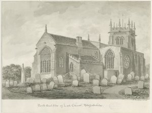 Leek Church: sepia drawing, 1844dani af John Buckler