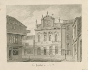 Lichfield - Guildhall: sepia tegning af John Buckler