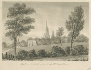 Lichfield - Stowe: sepia tegning af John Buckler