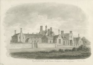 Lichfield - Union Workhouse: sepia tegning af John Buckler