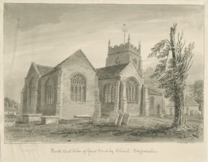 Madeley Church: sepia vask tegning af John Buckler