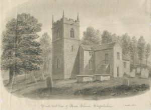 Mær Kirke: sepia vask tegning af John Buckler
