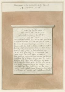 Middlesex - Twickenham Church - Monument: sepia tegning af John Buckler