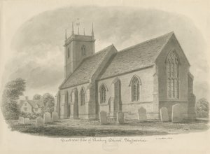 Norbury Church: sepia vask tegning, 1843 af John Buckler