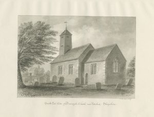 Patshull - Boningale Kirke: sepia vask tegning af John Buckler