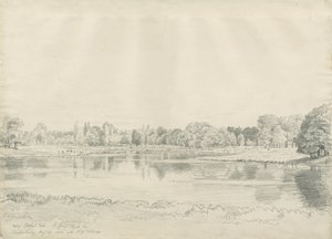 Patshull House - Park and Pool: blyantstegning, 25. august 1820 af John Buckler