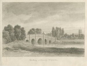 Penkridge Town - [Bull] Bridge: sepia tegning af John Buckler