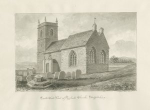 Rushall Church: sepia tegning, 1845 af John Buckler