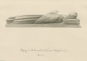 Shareshill Church - Monumental billedkunst [Cassandra Swynnerton]: sepia vask tegning af John Buckler