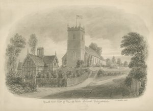 Sheriffhales Church: sepia tegning