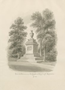 Shugborough - Kattemonument: sepia tegning af John Buckler