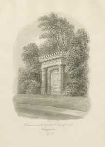 Shugborough - Monument: sepia tegning af John Buckler