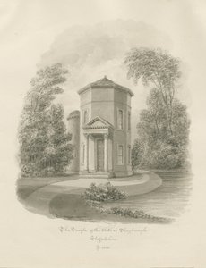 Shugborough - Vindenes tempel: sepia tegning, 1843 af John Buckler