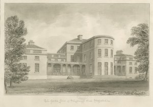 Shugborough Hall - Havefront: sepia-tegning, 1842 af John Buckler