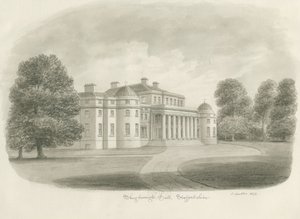 Shugborough Hall: sepia tegning, 1843 af John Buckler