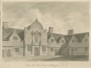 Stafford - Alms Houses: sepia-tegning, 1837 af John Buckler