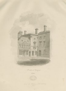 Stafford - Old Bank in Market Square: sepia-tegning af John Buckler