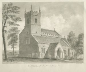Standon Church: sepia tegning af John Buckler