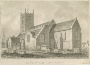Standon Church: sepia tegning af John Buckler